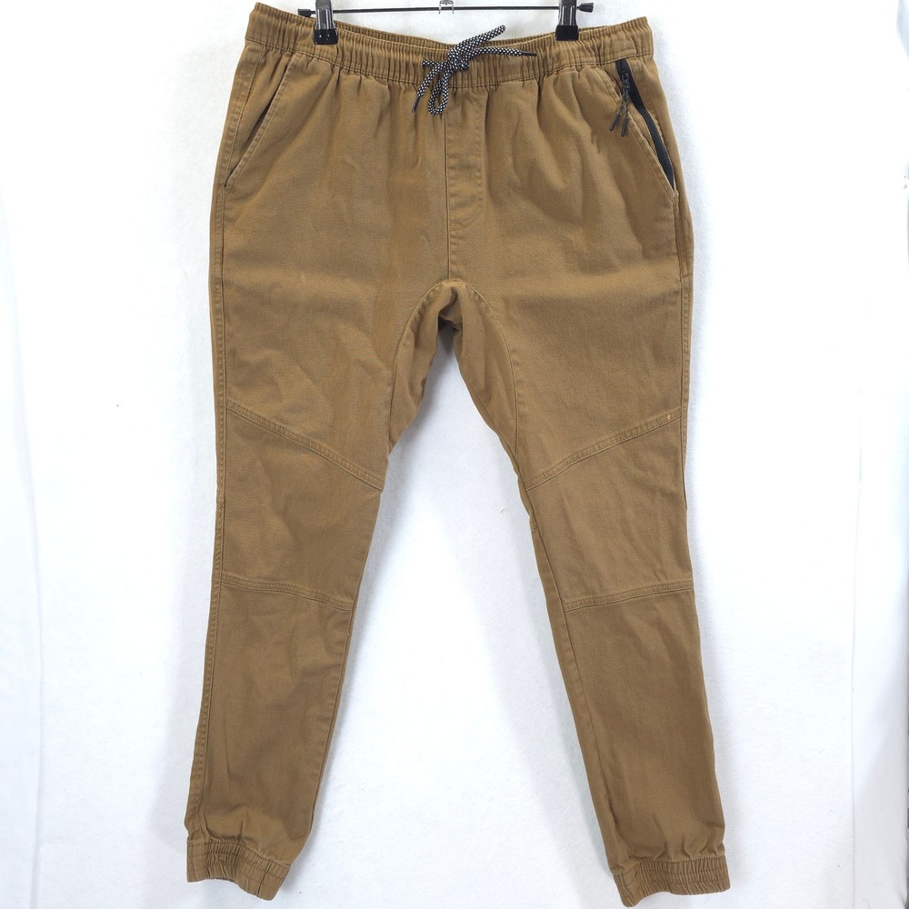 Rue21 Jogger Pants Stretch Twill Tobacco Brown Mens Large Streetwear Utility